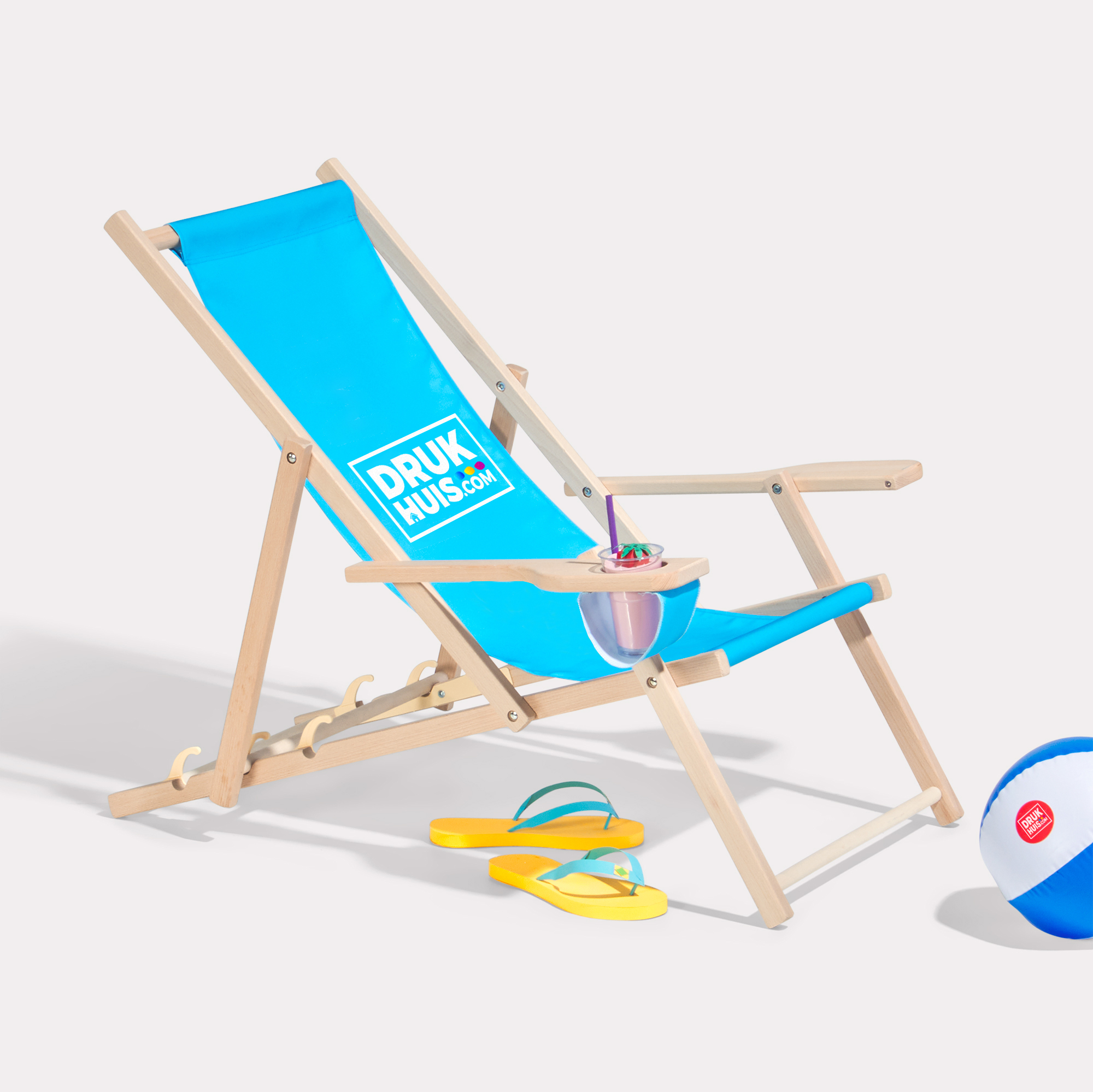 Classic strandstoelen met bekerhouder