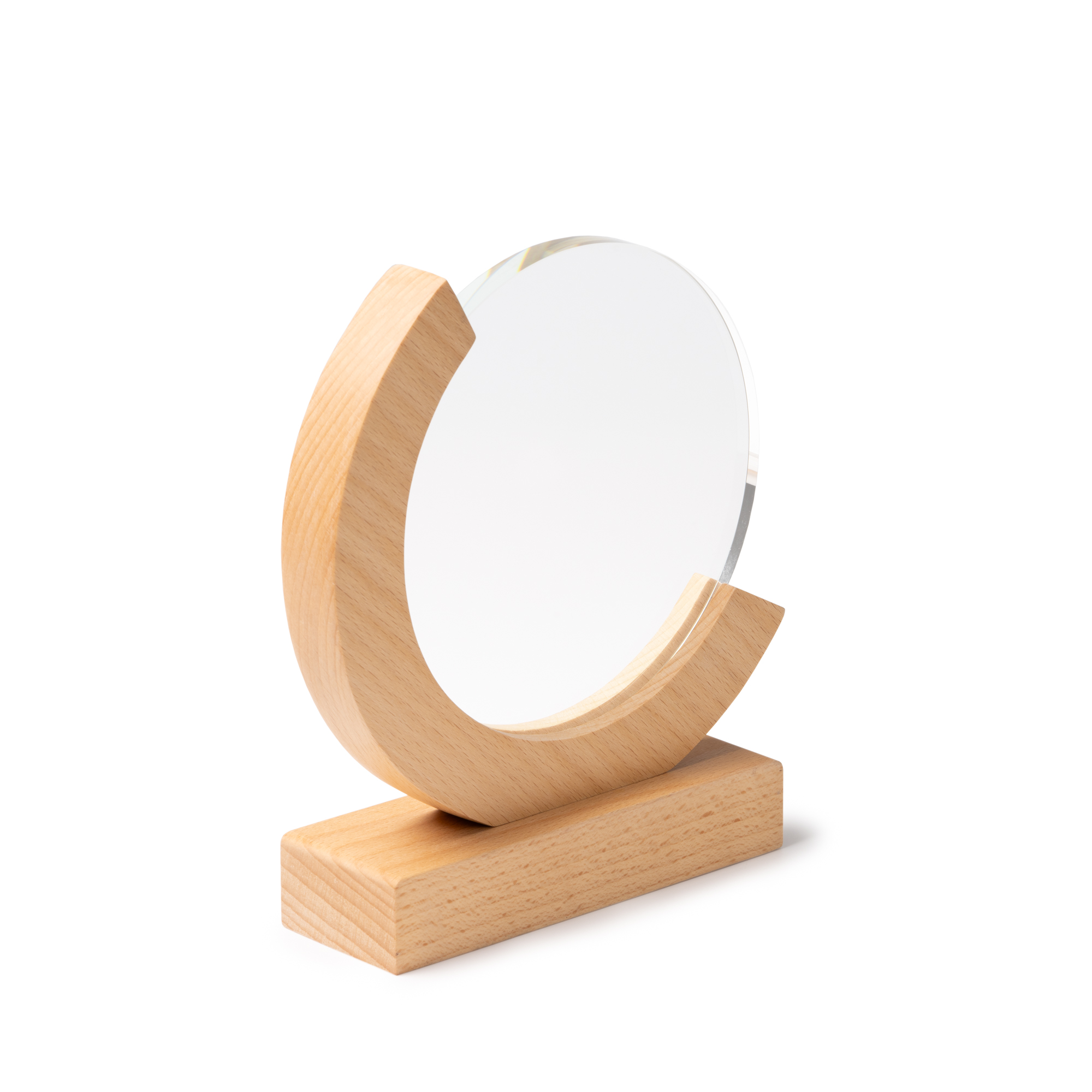 Glazen Trofee Cirkel en Bamboe Basis